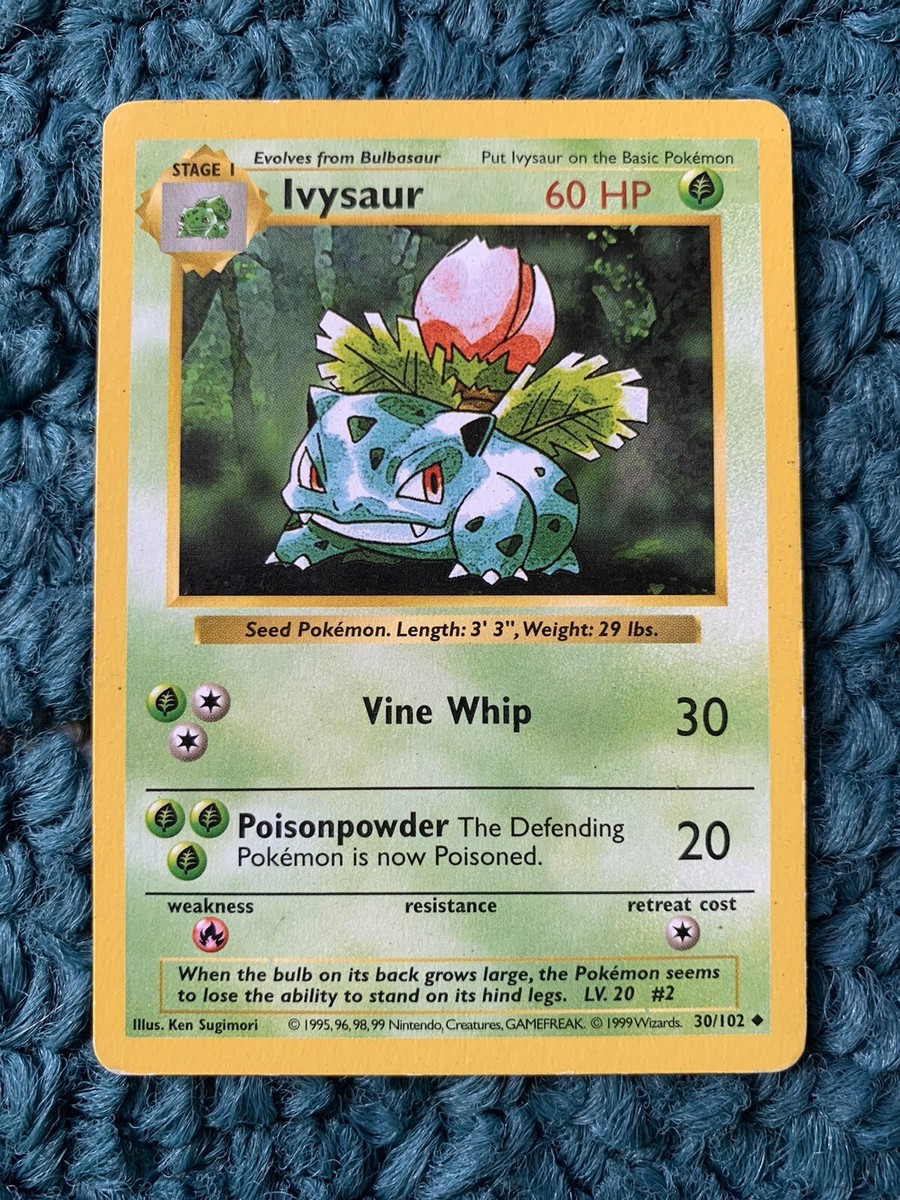 1999 ivysaur pokemon card value Moderate Play Topps Series 1 1st Blue Logo 02 Silver Foil Placeholder Image Provided IVYSAUR Shadowless 30/102 Base Set