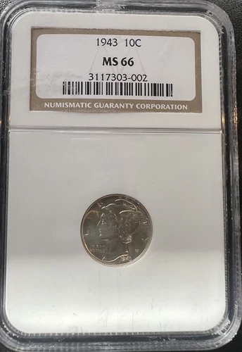 1943 10C Mercury Dime NGC MS 66