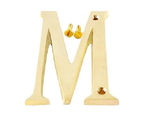 76 MM (3Inch) Alphabet AtoZ brass Letter Design Door House Address With 2 Screws - Picture 30 of 56