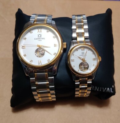 Carnival His & Hers Automatic Mechanical Watch. Two tone Silver & Gold. Used.