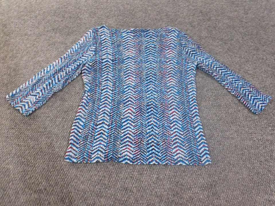 Jones New York top Large blue stretch woemns striped cotton casual - Image 4 of 4