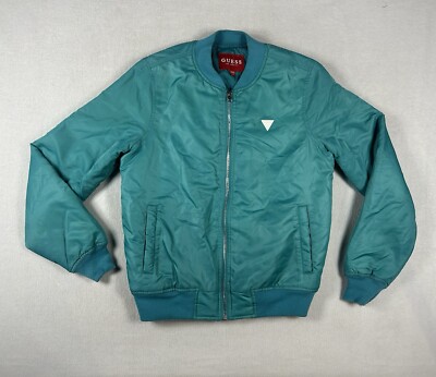Women's GUESS Bomber Jacket Teal Quilted Lining Size XS small