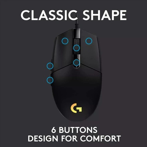 Logitech G102 clone Lightweight Gaming Mouse 6 Button 8000dpi RGB Lights White - Picture 4 of 5