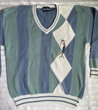 Vintage PAR FOUR Knit Gold Sweater Embroidered size XL Excellent 24X29 