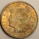 1921 Morgan Silver Dollar UNC BU Toning Rainbow Choice Bu CLEAN CHEEK