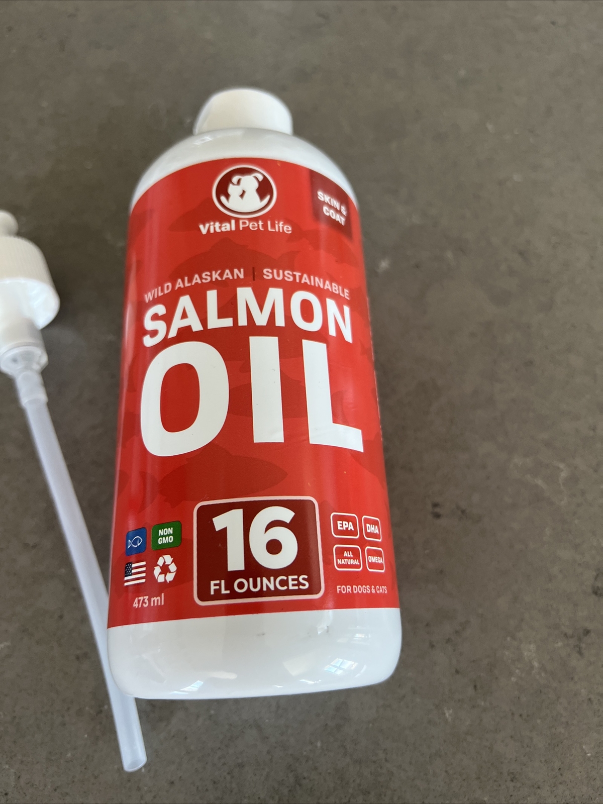 Vital Pet Life SALMON OIL Omega 3 EPA DHA Liquid Food Supplement 16oz