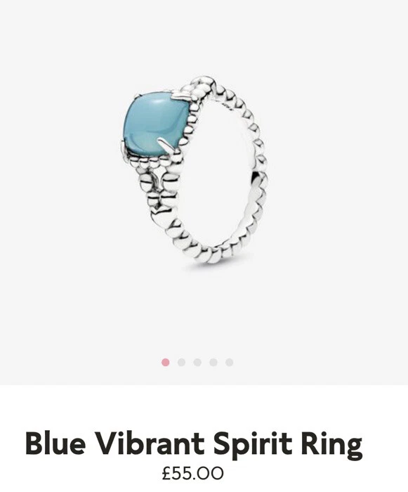 Genuine pandora Vibrant Spirit RING Silver 197188NSC Blue Size I
