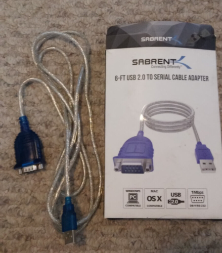 Sabrent 6-FT USB 2.0 To Serial Cable Adapter Model: CB-9P6F - Picture 1 of 4