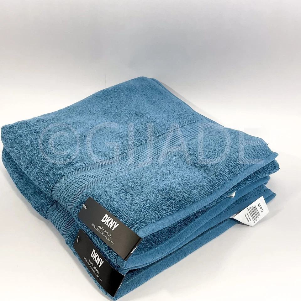 DKNY 100% Cotton 30 In x 58 In 2Pc BathTowels Blue New - Image 4 of 4