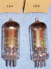 2 NOS Sylvania 1S4 Vacuum Tubes - 1959 Audio Power Pentodes for Vintage Radios