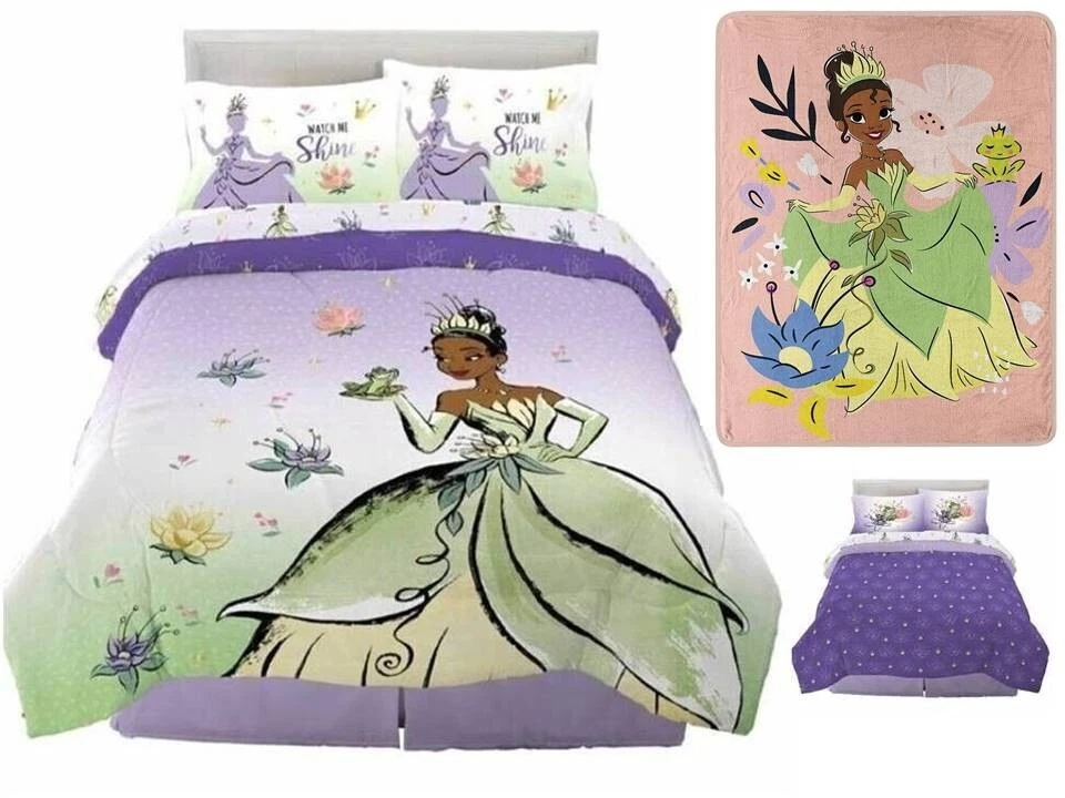 Disney Princess Tiana Kids Full Bed Set with Throw AB09CGKNTB89