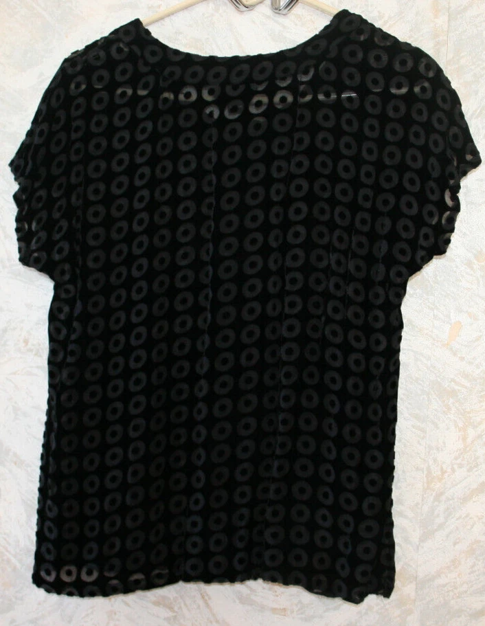 NUEVO SIN ETIQUETAS ALFANI Petit Top Mezcla Seda.Talla 12P.Negro.Malla terciopelo lunares estampados.Short sl Foto 3 de 3