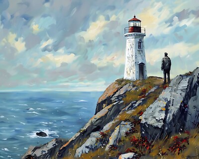Newfoundland By Lighthouse 8x10 Matte Print - Seaside Scenery
