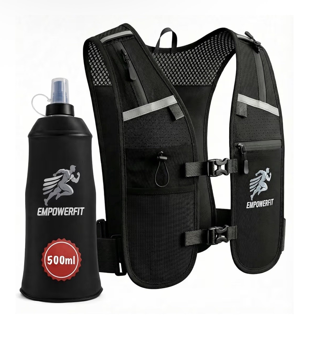 Running Hydration Adjustabl Vest with 500ml Water Bottle Lig