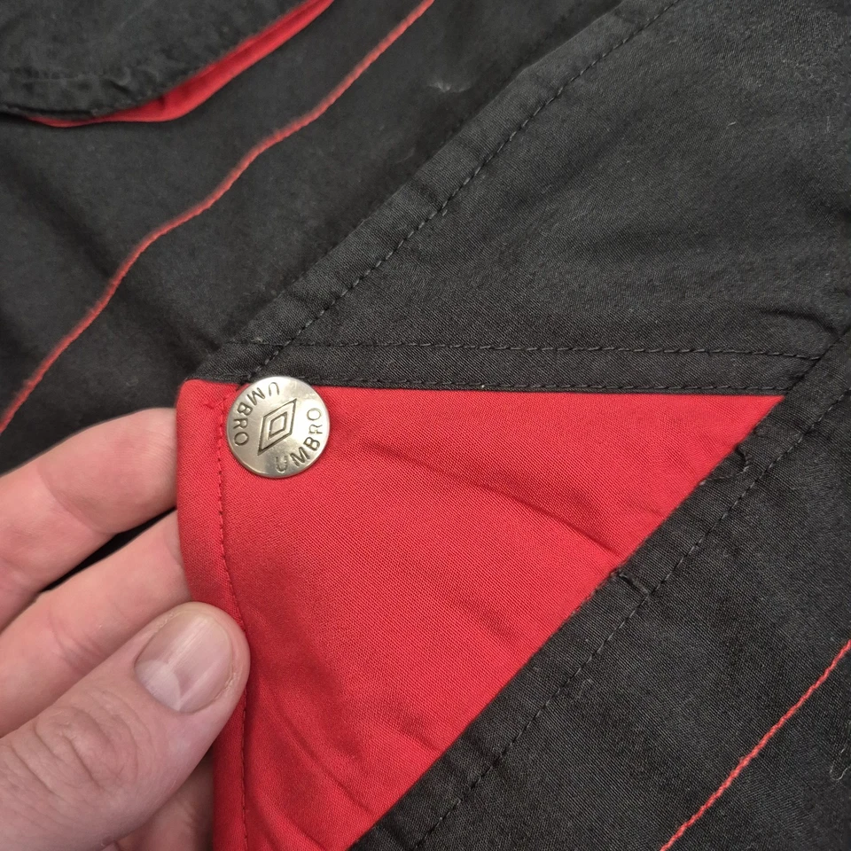 Vintage Excellent 90s Umbro Template Coach Bench Jacket Black Red Medium - Image 4 of 4