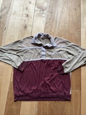 Vintage Haband Casual Joe Men  s M Tan/maroon Color Block Long Pullover Shirt