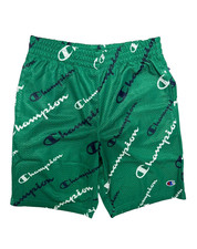 Champion Boys' AOP Multi Script Mesh Shorts green with pockets size XLB 16-18 