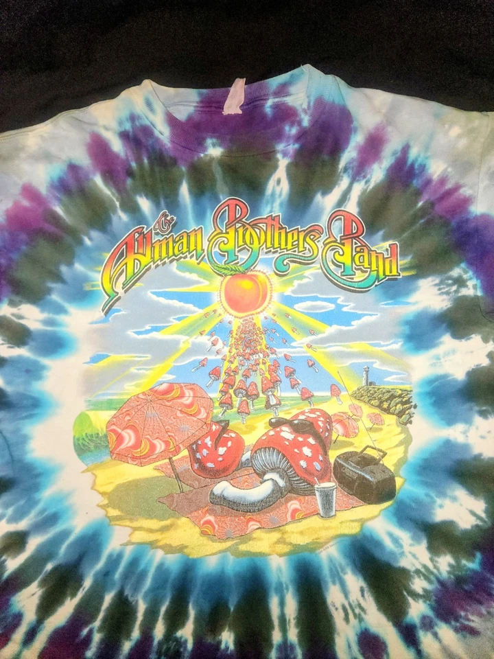 Camiseta de la gira The Allman Brothers Band 1998 Peach Mushroom Tie Dye Dble Sided Foto 2 de 4