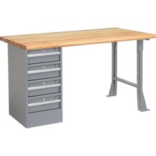 72"W x 30"D Workbench 1-3/4" Safety Edge Maple Top 4 Drawer/Open Leg