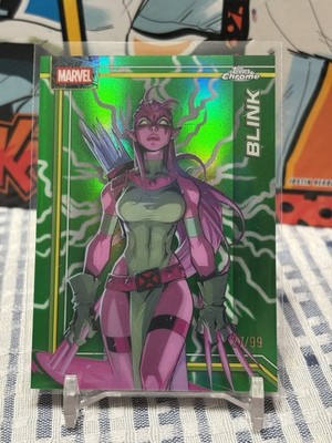 2026 Topps Chrome Marvel Comics #018 Blink True Green Lightning Refractor /99