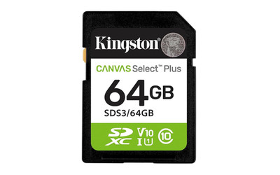 Kingston 64GB Canvas Select plus SD Card up to 100Mb/S Class 10, UHS-I, U1, V10