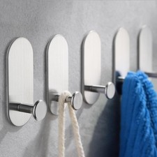 5 Packs Heavy Duty Towel Hooks Stick on Wall for Kitchen Bathroom Stainless Stee
