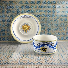 Romana Sambuca 8oz Cup/Saucer Celestial Man In The Sun & Floral Blue/Yellow 1964