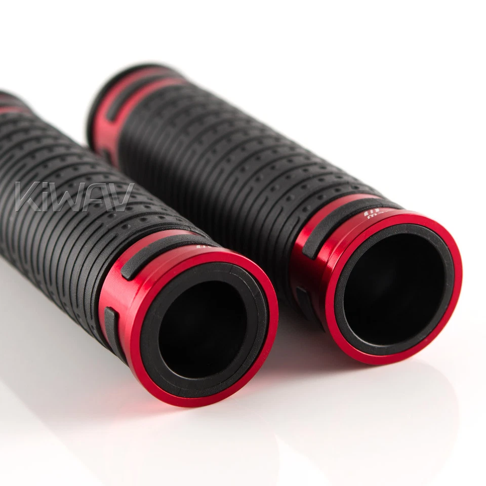 Cyber Hand Grips Negro Goma + Borde Metal Rojo 7/8" x1PC +1" x1PC Bicicleta Deportiva Foto 4 de 4