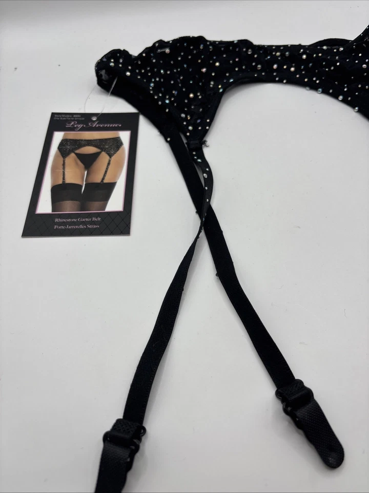 Liguero Leg Avenue estrás, negro, talla única Foto 3 de 4