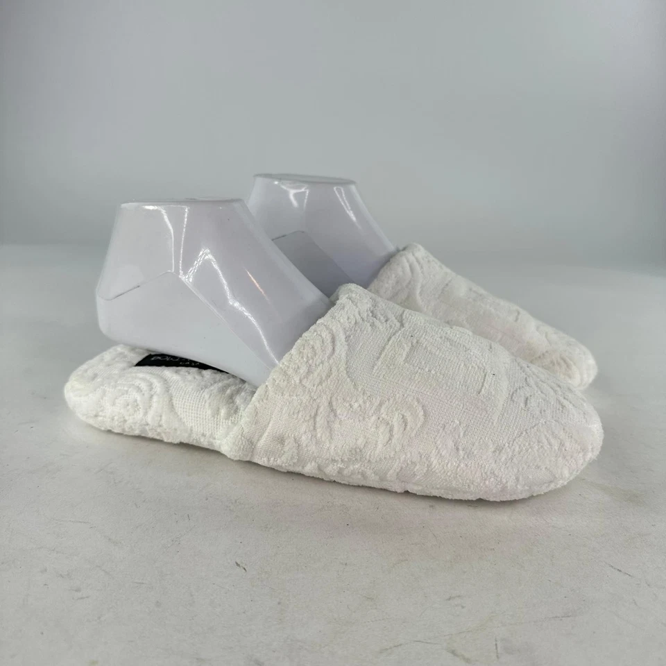 Dolce & Gabbana Casa Jacquard Cotton Terry Slippers Size L White Indoor Shoes  - Image 3 of 4