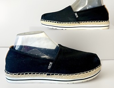 Skechers Bobs Breeze Espadrille Women's 8.5W Black Canvas Rope Wrapped Soles