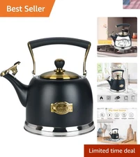 Stainless Steel Tea Kettle Teapot Stove Top Whistle 3 Quart Modern Design