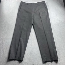 Zanella Todd Pants Mens 36x30 Gray Stretch Wool Dress Trousers Made Italy