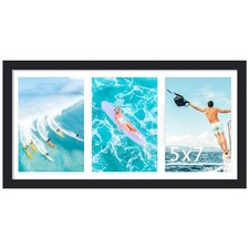 8x16 Picture Frame with Three 5x7 Opening Mat Collage Photo Frame for Horizon...