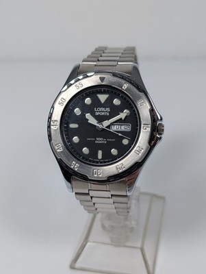 Vtg Lorus Seiko Steel Diver Watch NEW BATTERY 100m V533-7B20 NOS NEW OLD STOCK