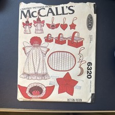 1978 McCall's Pattern 6320 Christmas Decorations Ornaments Angels Baskets UNCUT
