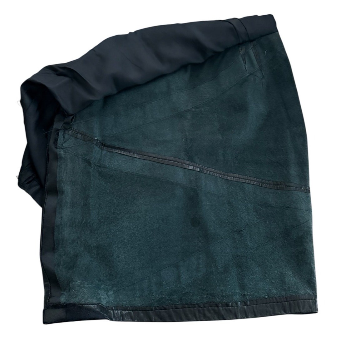 1980s Vintage Valentino Boutique Black Leather Pencil Skirt Bow Ribbon Trim READ thumbnail 9