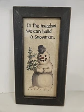 Primitives Designed by Kathy Hand-stitched Framed Snowman Christmas Picture 