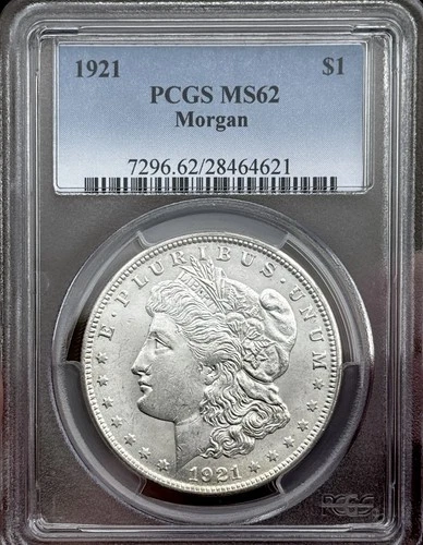 1921 P Morgan Silver Dollar $1, PCGS MS62, Mint State, 90% Silver (Ref 4621)