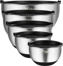 Mixing Bowls with Airtight Lids, Stainless Steel Nesting Mixing Bowls Set of 5, 