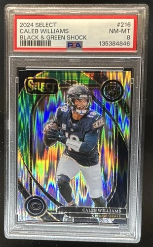 2024 Select Caleb Williams Club RC Black and Green Prizm Shock #216 Bears PSA 8