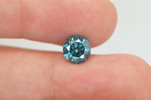 Diamante Forma Redonda Elegante Color Azul Suelto Natural Mejorado Certificado SI2 1.54 Quilates - Imagen 8 de 8