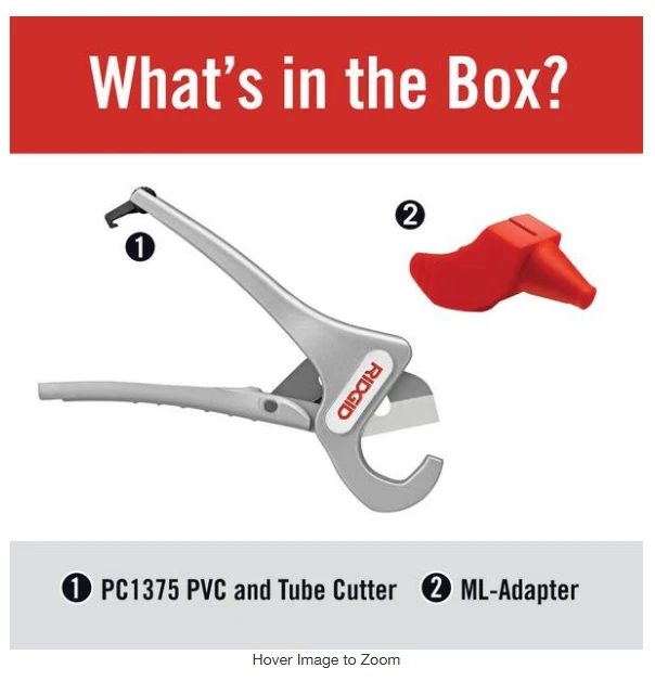 RIDGID PC 1375ML 1/8" to 1-3/8" PVC and PEX Cutter w Multi-Layer Adapter #1 - Image 2 of 3