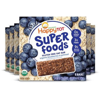 Happy Tot Organics Super Foods Oat Bars, Blueberries & Oatmeal, 5 Count (Pack...