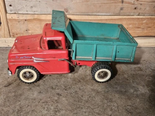 Vintage Tonka Pressed Steel Dump Truck Toy Red Green Vehicle Metal 60s