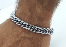 BRACELET CURB CHAIN SILVER STAINESS STEEL MEN'S  JEWELLERY BRACELET