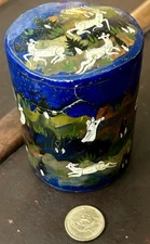 Vintage Kashmir India Paper Mache Trinket Box