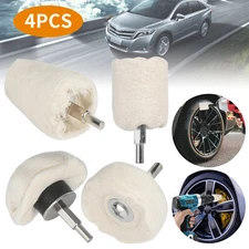 4Pcs White Cotton Pad Polishing Buffing Wheel Rims Car Motorcycle Kit For Drill