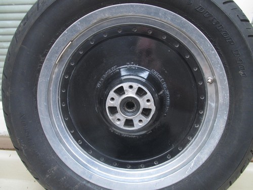 HARLEY DAVIDSON FAT BOY SOFTAIL GLOSS BLACK POWDER COATING REAR WHEEL 1990-1999 - Picture 5 of 7