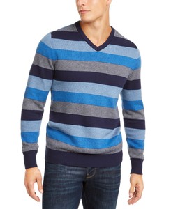 Club Room Masculino Suéter Azul Marinho Tamanho 2XL V-pescoço pulôver Listrado $50 #151 | eBay